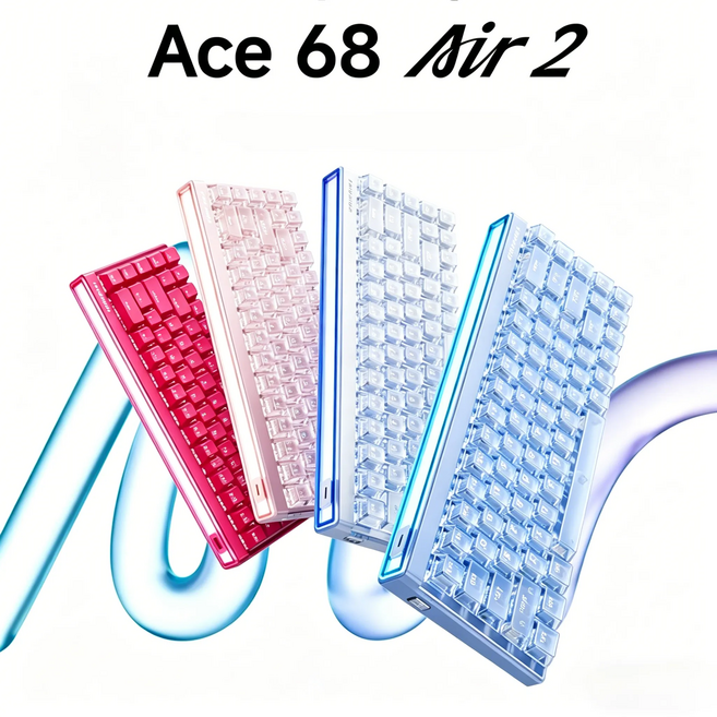 MCHOSE Ace68 Air 2 마그네틱축 게이밍 키보드 RT0.001 RT키 0.08ms ARGB 유선8K 하이퍼버전, 투명키캡핑크(태산투명흰자축GT), Ace68 Air 2버전(유선8K)