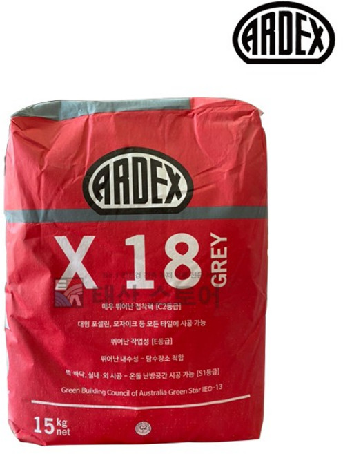 아덱스 X18 회색 섬유보강 대형타일접착제 15KG, 1개