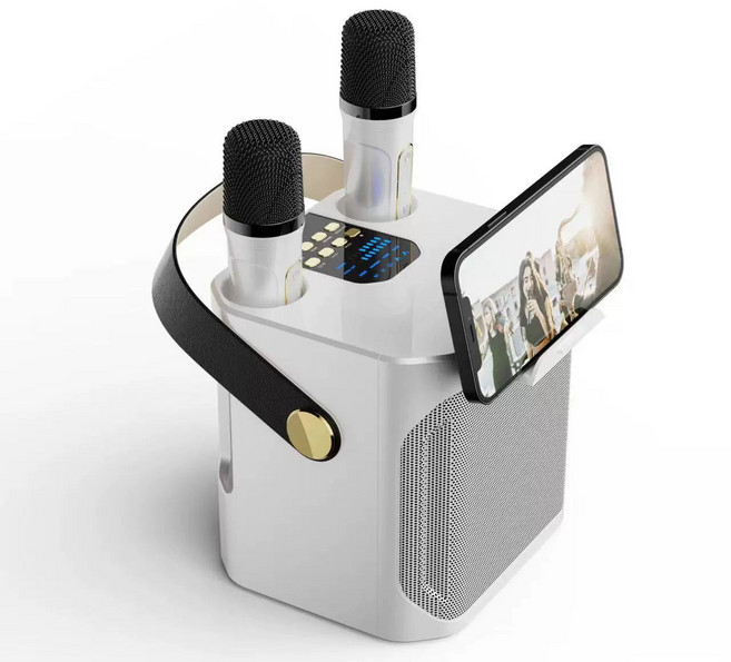 블루투스 노래방 스피커 휴대용 듀얼마이크 비즈 증정 기계 조명 앰프 캠핑 고출력 세트, 3. 메모리 카드 포함, 기본 모델명/품번