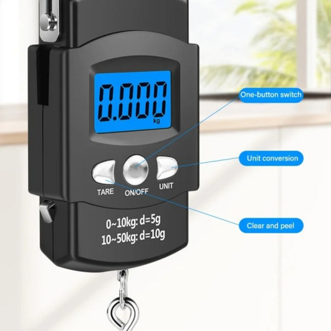 휴대용 전자 저울 50kg 10g LCD 핸드헬드 저울 여행용 낚시 가방 수하물 측정용 100cm 줄자 포함, 02 40kg