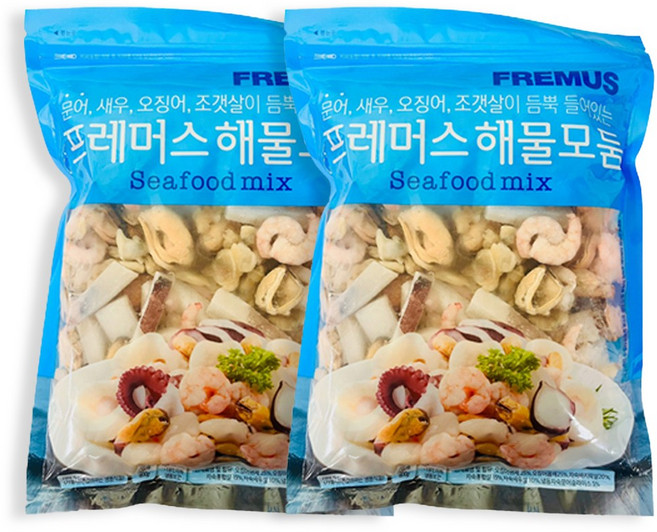 맛꾼 간편한 해물모듬 대용량 800g (오징어 새우살 문어 바지락 홍합), 2개