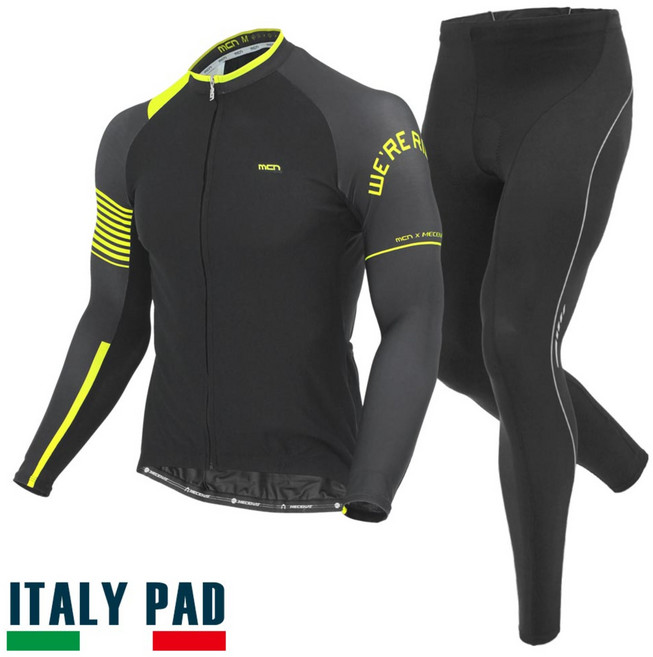 MCN 라이더 자전거 사이클 라이딩 복장 긴팔 의류 상하의 세트 패드 포함 기능성 져지