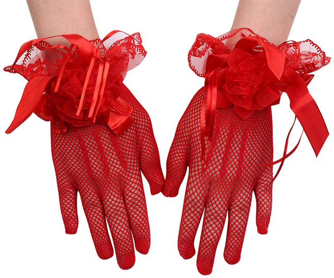 [SIQITECH] UV 레이스 장갑 레이디스 웨딩 글로브 신부 거식 장갑 얇은 짧은