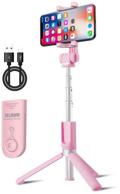 셀루미 SEL-BT400 셀카봉 삼각대, 베이비 핑크, 1개