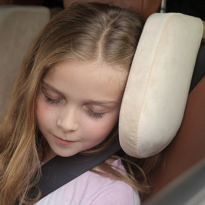 키즈트래블 NEW 꿀잠보장 컴포트 차량용 헤드레스트 목베개 자동차 목쿠션 머리받침대 목꺽임방지, 1개, 베이지-베이지스티치