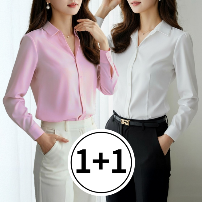 수지나 구김 없는 여성 셔츠 링클프리 블라우스 2종세트