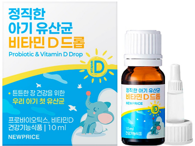 뉴프라이스 정직한 아기 유산균 비타민D 드롭, 1개, 10ml