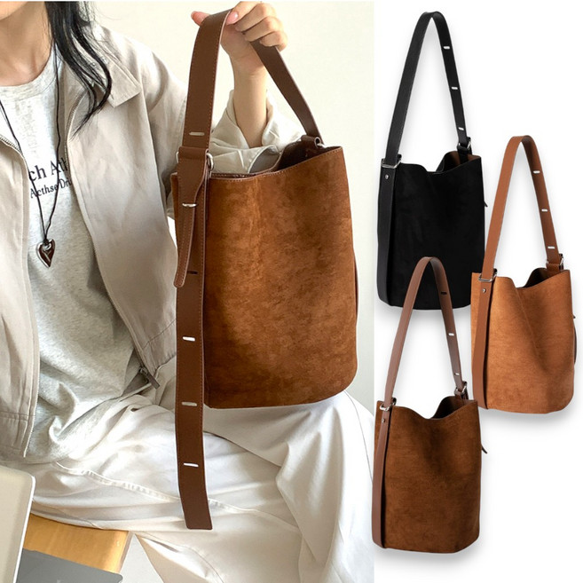 시크클립 여성 스웨이드 가방 세무 숄더 백 호보백