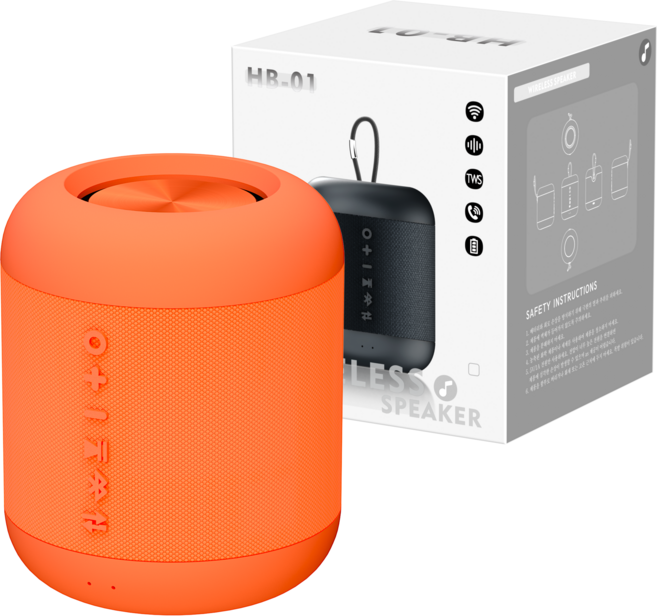 비파노 휴대용 생활방수 TWS 블루투스 스피커, 오렌지