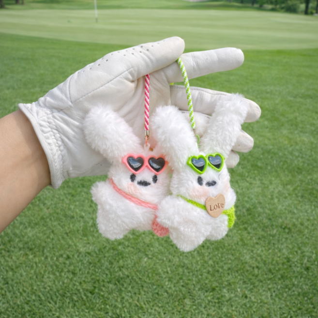 러브토끼 골프티걸이2종 티분실방지 골프용품, 1세트, 그린+핑크