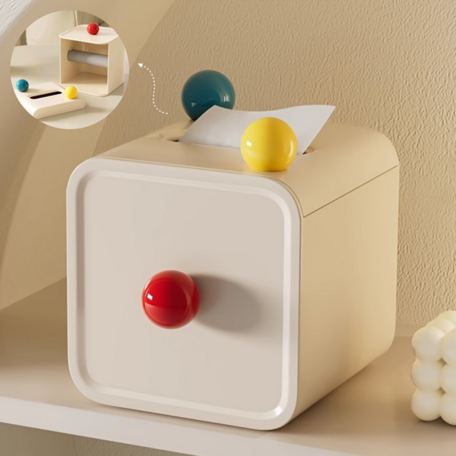 귀여운 컬러 포인트 두루마리 휴지 케이스, 옐로우, 1개