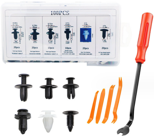 자동차 범퍼나사클립 클립 패스너 리벳 플라스틱 100개세트, 블랙화이트, 1개