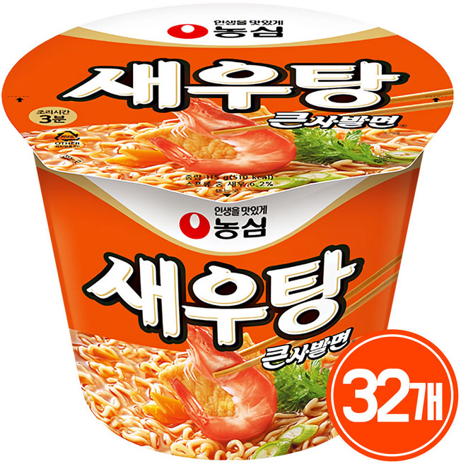 농심 새우탕 큰사발면 115 g, 32개