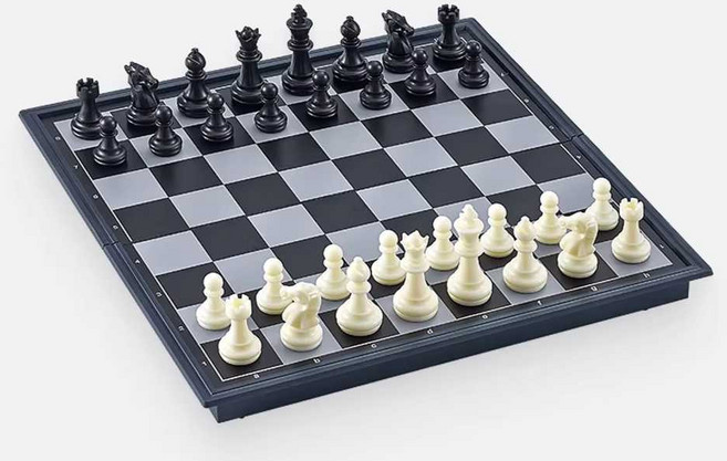 체스 체스판 소형 레트로 자석 접이식 미니 프리미엄 취미 장기, 1개, 1. 3810B-C흑/백 중형(25x25cm)