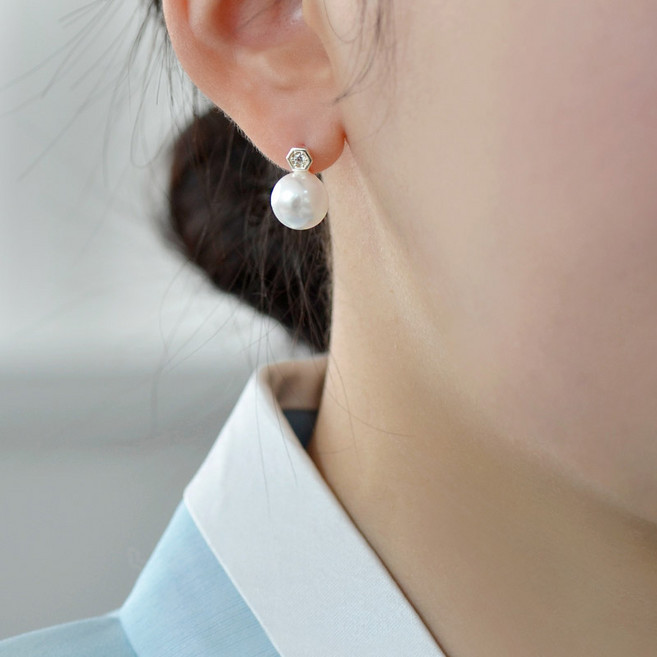 반지소 925실버 고급 순은 웨딩 한복 혼주 진주 귀걸이