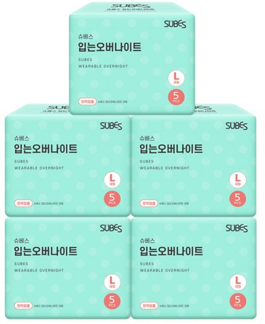 입는 오버나이트 팬티형 생리대 대형 특대형 5P x5팩, 5개입, 5개