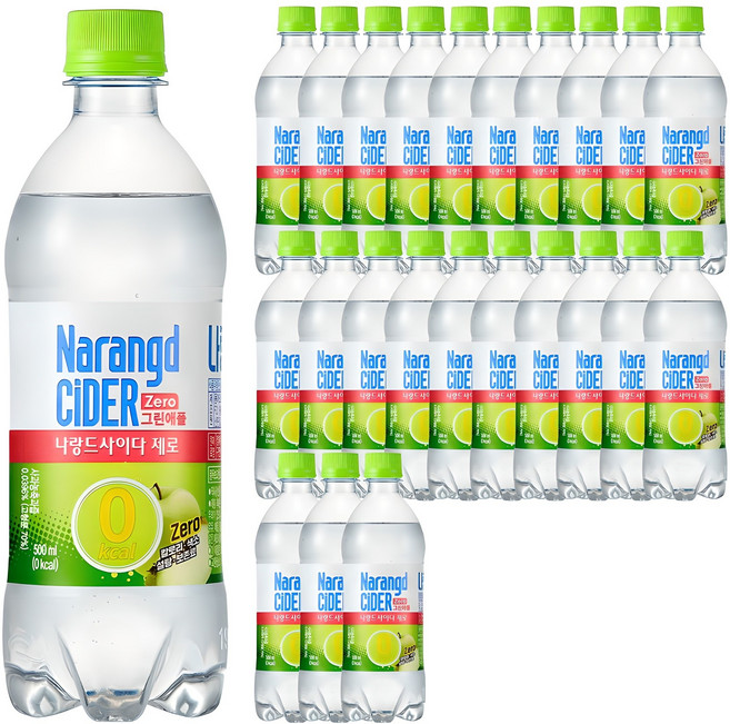 나랑드사이다 제로 그린애플, 500ml, 24개