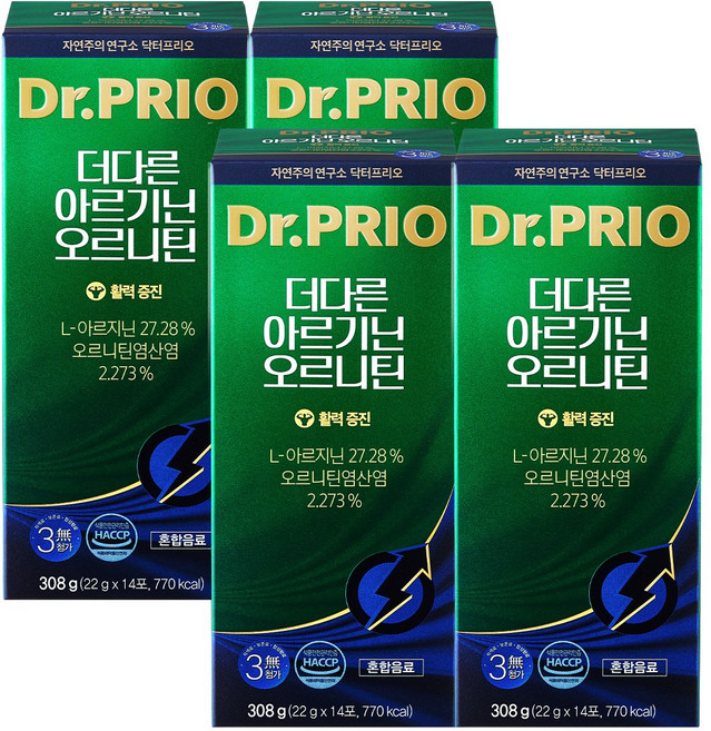 닥터프리오 리뉴얼 더다른 아르기닌 오르니틴 308g 4박스 8주분