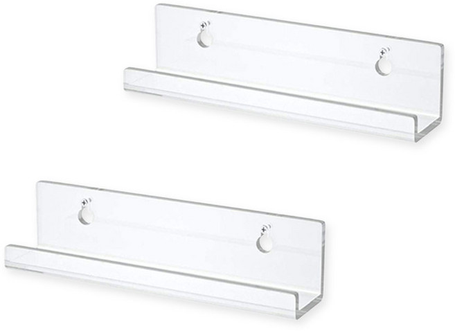 도림 무타공 ㄷ자 투명 아크릴 선반 벽선반 진열대, 1단, 투명 2p