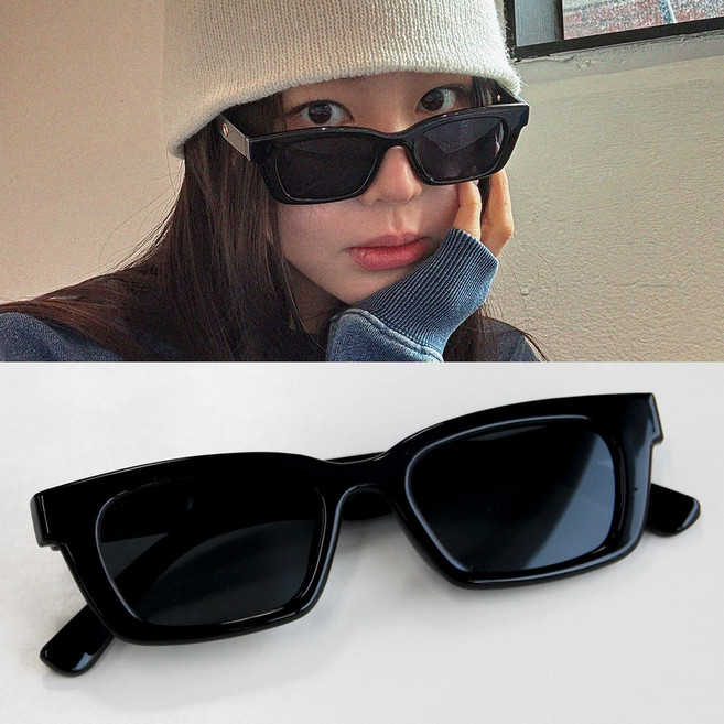 UV400 자외선차단 남자 여자 패션 사각 뿔테 골드홀 선글라스