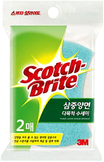 스카치브라이트 다목적 수세미, 2개입, 1개 - 쿠팡