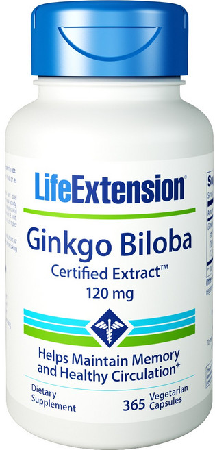 라이프익스텐션 징코 빌로바 120mg 베지테리안 캡슐, 1개, 365정