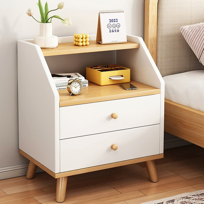 모아룸 침대 협탁 원목 서랍장 수납장 발통형 서랍형, 우드화이트, 1개