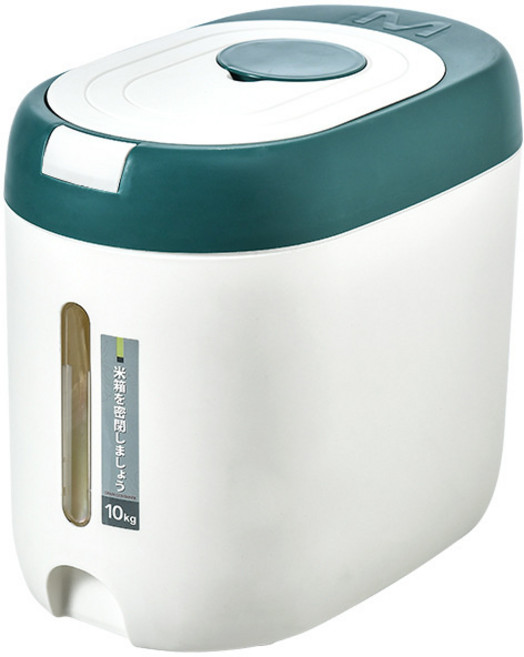 일식 계량 쌀통 10kg 가정용 주방 방충 방습 쌀통 덮개 잡곡수납 쌀통, 미니 버킷 그린, 1개