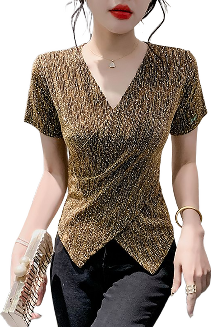 셀럽당 여름 섹시 브이넥 핫픽스 트임 슬림핏 상의 티셔츠 블라우스