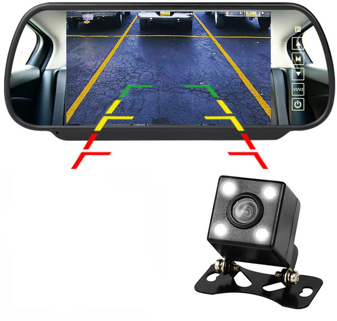 카메라+모니터 화물차용 7인치 룸미러 후방카메라 풀세트, LED 카메라, 6M(기본/일반 승용차)