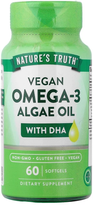 Nature's Truth 비건 오메가3 해조류 오일 DHA 함유 60 소프트젤, 2개, 60정 - 쿠팡