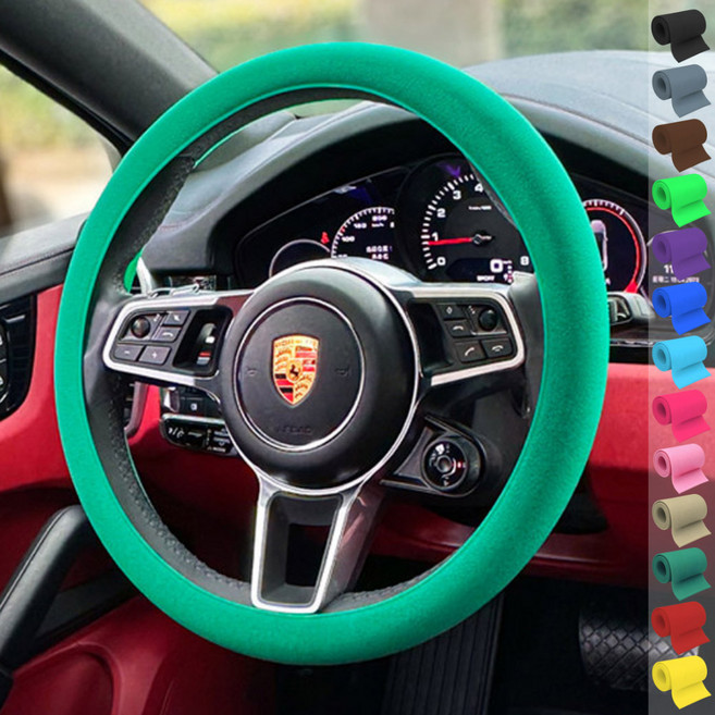 토이팝21 논슬립 차량용 핸들커버 실리콘 얇은 원형 D컷 15컬러, 진녹색