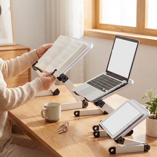 플렉시오 독서대 태블릿 거치대 노트북 거치대 만능 가벼운 신박함 튼튼함, 화이트