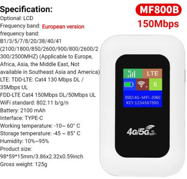 라우터 4G LTE 무선 휴대용 SIM 카드 슬롯 미니 야외 핫스팟 모바일 와이파이 차량용 포켓, 2)LCD