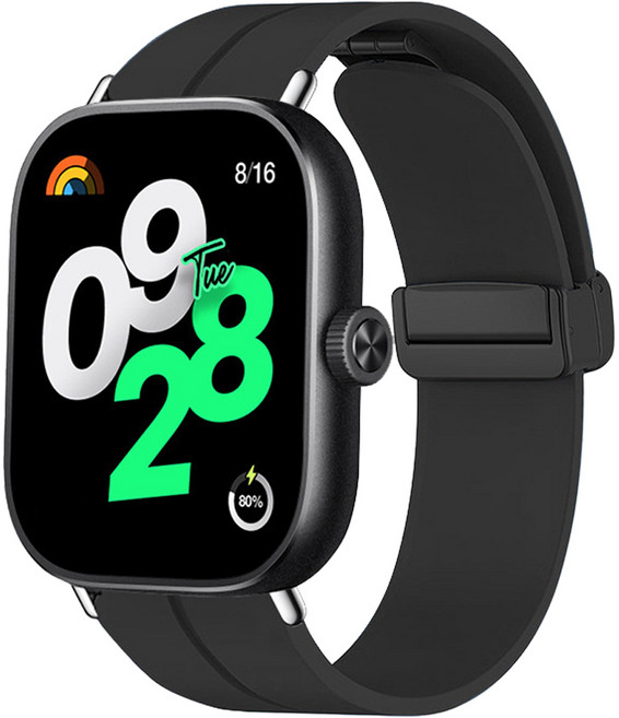 더조은셀러 샤오미 레드미 호환 디버클 마그네틱 실리콘 스트랩, 블랙, 1개