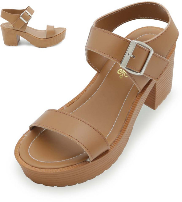 통굽 키높이 여름 휴양지 여성 벨크로 스트랩 비치 엑스 샌들