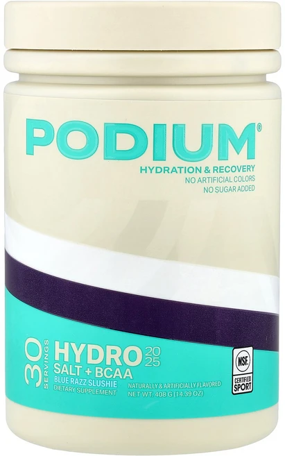 Podium Nutrition Hydro & Salt 2025 + BCAA Blue Razz Slushie 14.39 oz 408 g, 1개, 408g, 1개 - 쿠팡