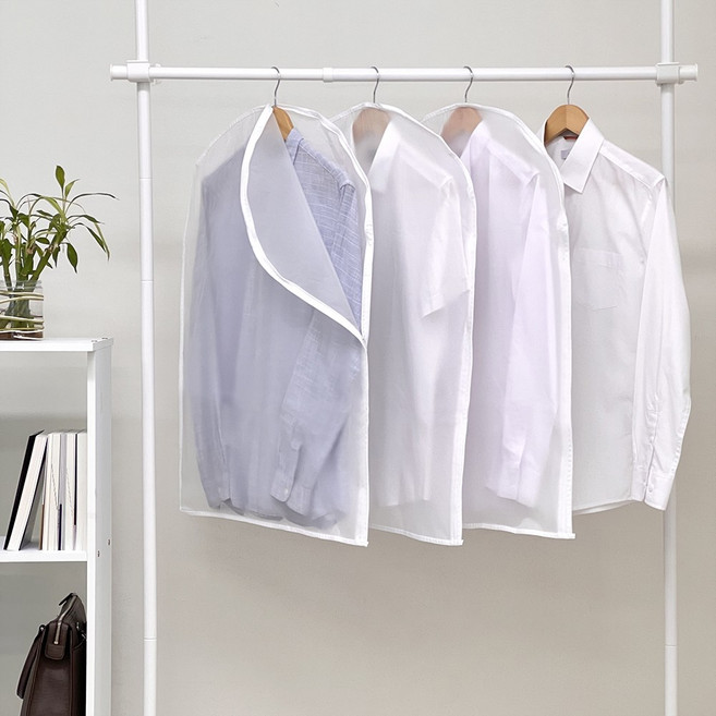 EVA하프지퍼반투명사이드의류커버 옷커버 방수 먼지방지 행거 옷장정리 옷정리 넓고 손쉬운보관 S/M/L/XL 4사이즈, S_(60X80cm), 1개, 1개입