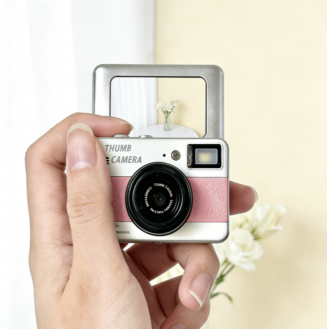 y2k 키링 카메라 레트로 감성 카메라 초소형 카메라 키링용 SD카드 포함, 핑크