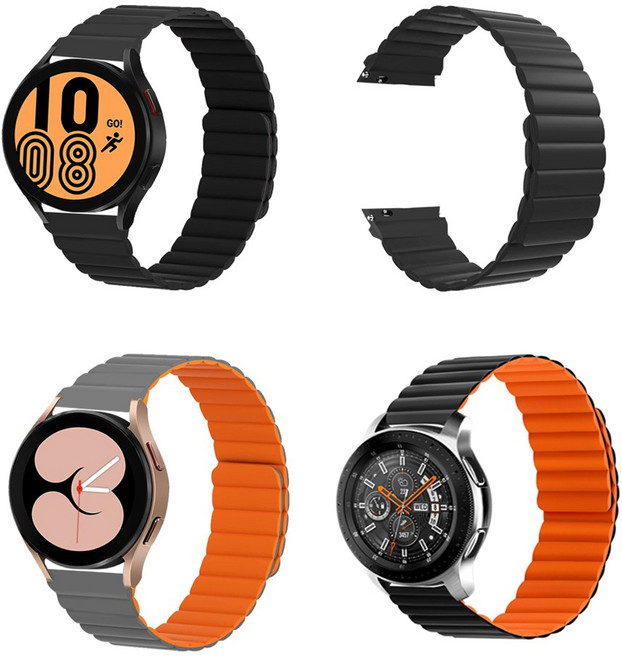 갤럭시 기어S2 클래식 스포츠 실리콘 자석 마그네틱 넷 시계줄 스트랩 밴드 줄질 R732/R735/R600 호환, 블랙