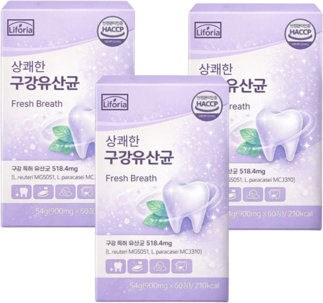 12개 구매 시 닥터파이토 덴티백 pro 구강유산균 m18 증정 / 리포리아 구강유산균 자일리톨 캔디, 3개, 60정