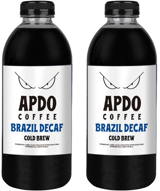 [Apdo.] 압도적인 더치커피 1+1 브라질 디카페인 콜드브루 원액 콩의 고소함, 2개, 1개입, 1L