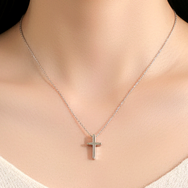 셀루나 써지컬 십자가 펜던트 목걸이 여성 데일리 심플