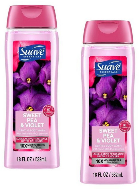 수아브 에센셜 젠틀 바디워시 스위트 완두콩 & 바이올렛 Suave Essentials Gentle Body Wash Sweet Pea & Violet, 2개, 532ml