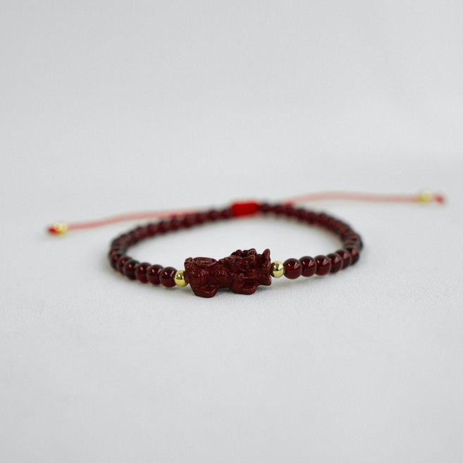 가넷 비휴 파워스톤 끈 염주 경면주사 매듭 원석 팔찌 소원, 어른비휴, 1개