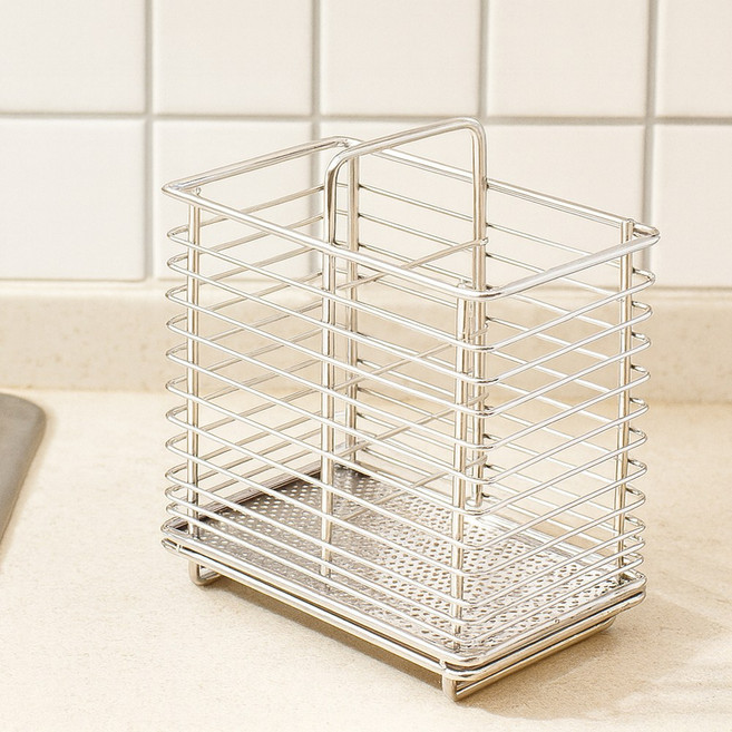 필굿리빙 고급 스텐 와이어 수저통 꽂이 2호, 1개, 실버