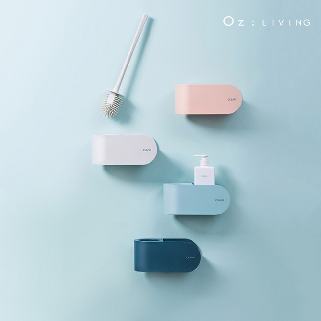 오즈리빙 변기 욕실 흡착식 거치대 청소 솔, 흡착식변기솔 화이트, 1개