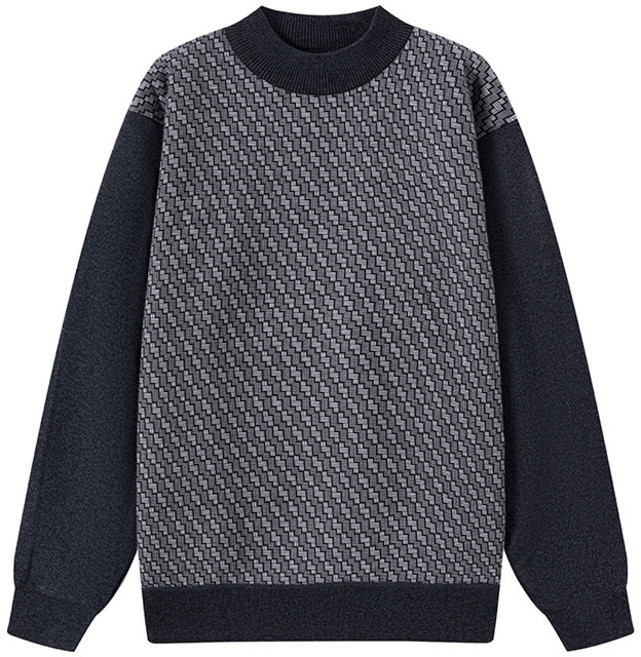 남성용 가을 겨울 중년 노인 니트 스웨터 라운드 넥 풀오버 자수 다용도 중년 두꺼운 상의 보온