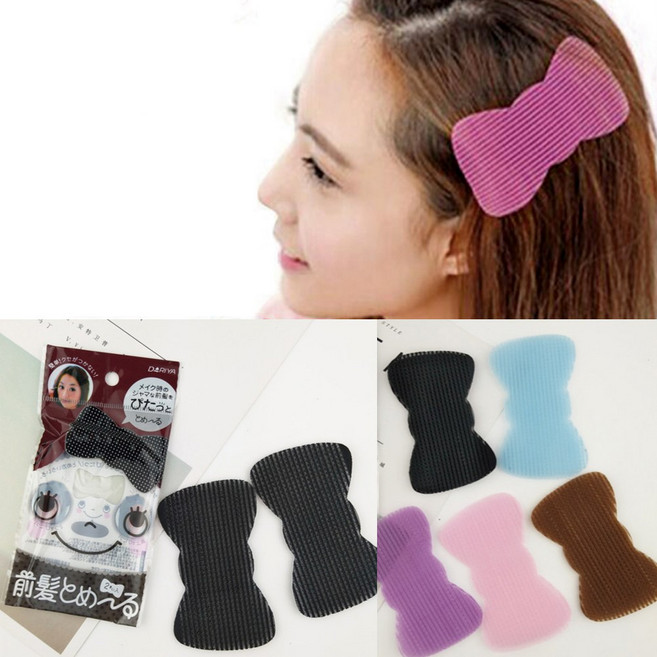 자국 없이 앞머리 고정 찍찍이 2P 리본모양 헤어고정시트, 1개
