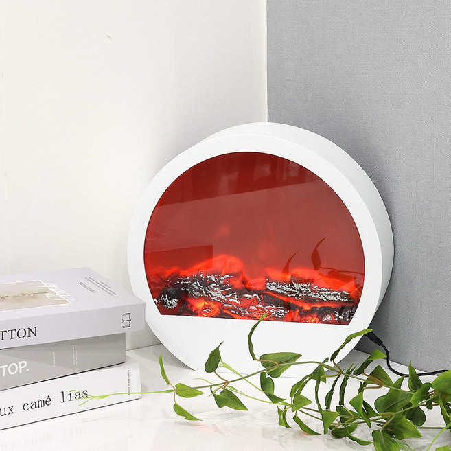 21세기트랜드 벽걸이&스탠드 원형 힐링 불멍 무드등, 화이트